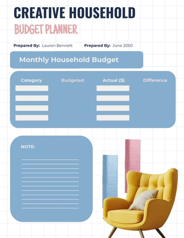 Free Creative Household Budget Planner Template to Edit Online