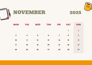 Free November 2025 Monday Start Calendar Template to Edit Online