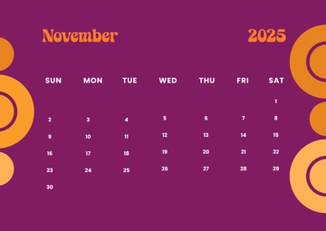 Free Purple November 2025 Vacation Calendar Template to Edit Online