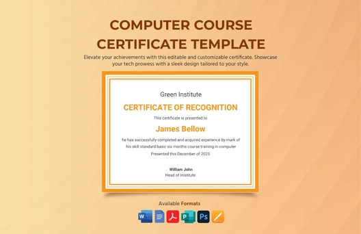 Computer Course Certificate Template
