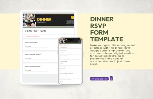 Dinner Rsvp Form Template