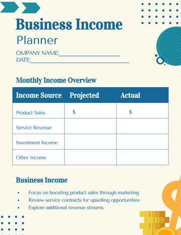 Free Business Income Planner Template to Edit Online