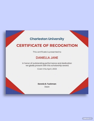 Scholarship Recognition Certificate Template