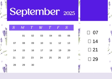 Landscape September 2025 Calendar Template