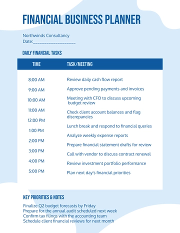 Free Financial Business Planner Template to Edit Online
