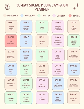 Free 30-Day Social Media Campaign Planner Template to Edit Online Free 30-Day Social Media Campaign Planner Template to Edit Online