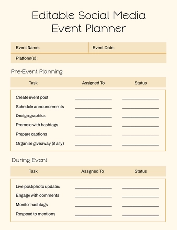 Free Editable Social Media Event Planner Template to Edit Online Free Editable Social Media Event Planner Template to Edit Online