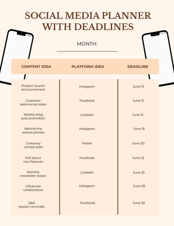 Free Social Media Planner with Deadlines Template to Edit Online Free Social Media Planner with Deadlines Template to Edit Online