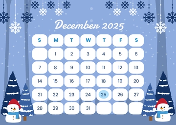 Free December 2025 Winter Wonderland Calendar Template to Edit Online