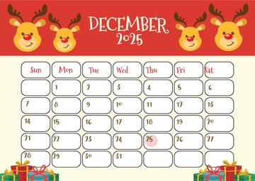 Free Colorful December 2025 Family Calendar Template to Edit Online