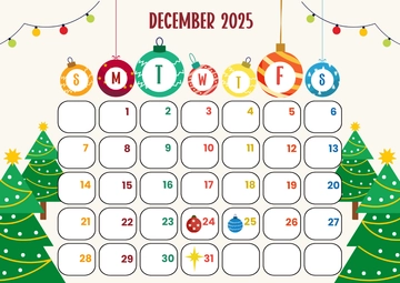 Free Best December 2025 Editable Calendar Template to Edit Online