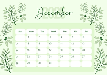 Free Elegant December 2025 Calendar Template to Edit Online