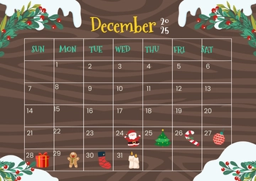 Free Creative Christian December 2025 Calendar Template to Edit Online