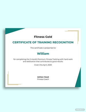 Training Recognition Certificate Template