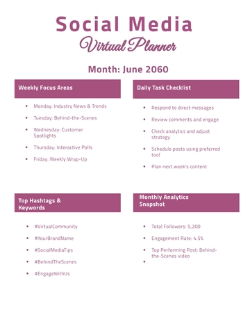 Free Social Media Virtual Planner Template to Edit Online Free Social Media Virtual Planner Template to Edit Online