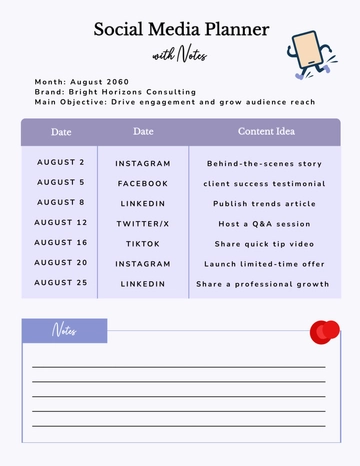 Free Social Media Planner with Notes Template to Edit Online Free Social Media Planner with Notes Template to Edit Online