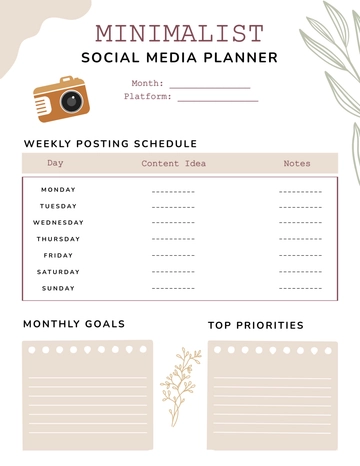 Free Minimalist Social Media Planner Template to Edit Online Free Minimalist Social Media Planner Template to Edit Online