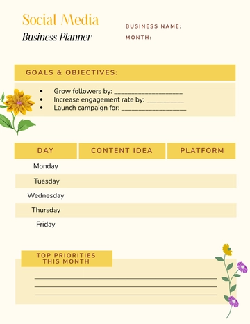 Free Yellow Social Media Business Planner Template to Edit Online Free Yellow Social Media Business Planner Template to Edit Online