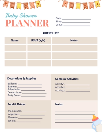 Free Baby Shower Planner Template to Edit Online