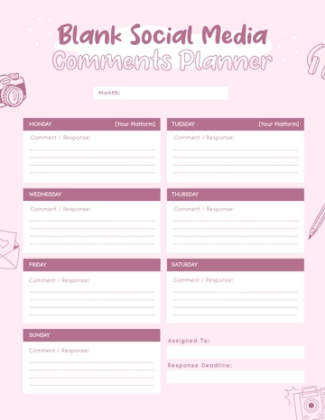 Free Blank Social Media Comments Planner Template to Edit Online Free Blank Social Media Comments Planner Template to Edit Online