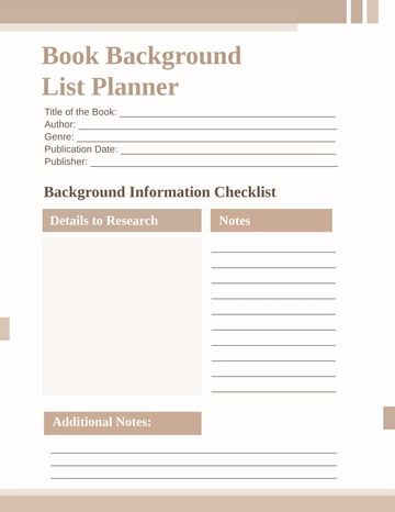 Free Book Background List Planner Template to Edit Online