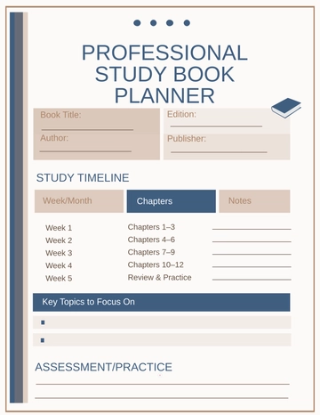 Free Professional Study Book Planner Template to Edit Online