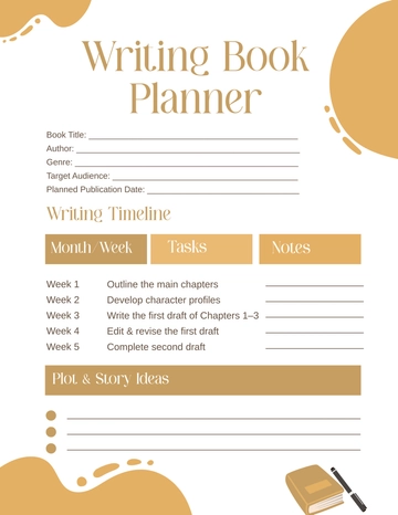 Free Writing Book Planner Template to Edit Online