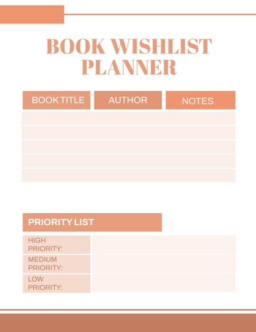 Free Book Wishlist Planner Template to Edit Online