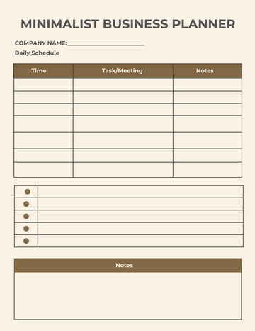 Free Minimalist Business Planner Template to Edit Online