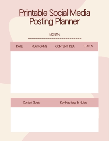 Free Printable Social Media Posting Planner Template to Edit Online Free Printable Social Media Posting Planner Template to Edit Online