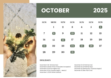 Free December 2025 Business Day Calendar Template to Edit Online