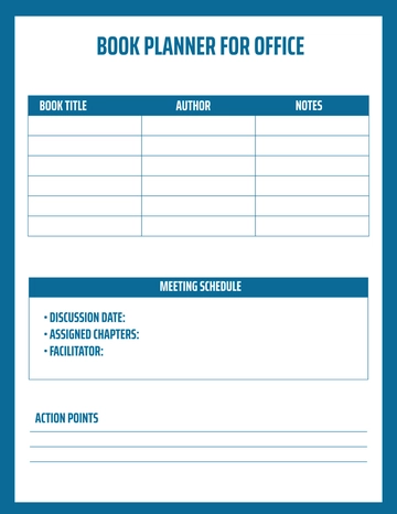 Free Book Planner for Office Template to Edit Online