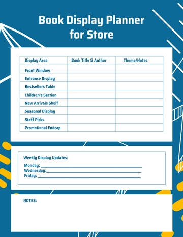 Free Book Display Planner for Store Template to Edit Online