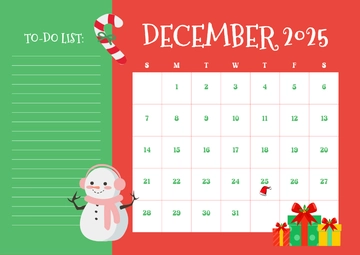 Free December 2025 Calendar with To-Do List Template to Edit Online