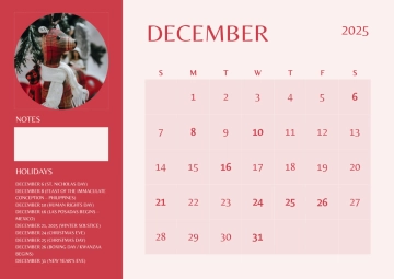 Free Professional December 2025 Calendar Wall Template to Edit Online