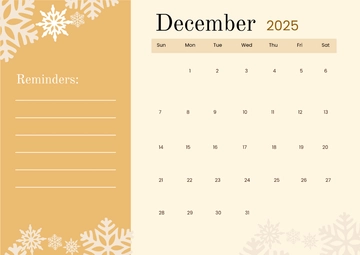 Free December 2025 Calendar with Reminders Template to Edit Online