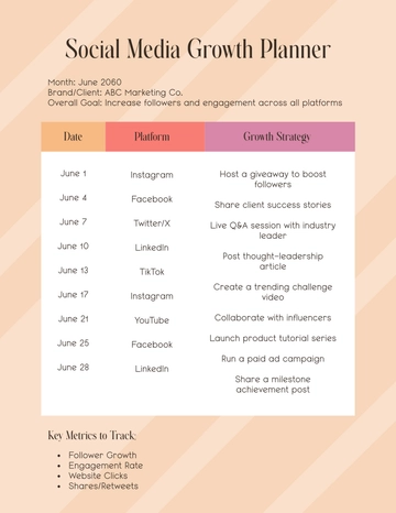 Free Social Media Growth Planner Template to Edit Online Free Social Media Growth Planner Template to Edit Online