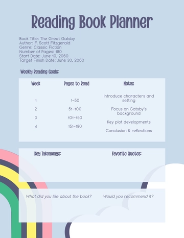 Free Reading Book Planner Template to Edit Online