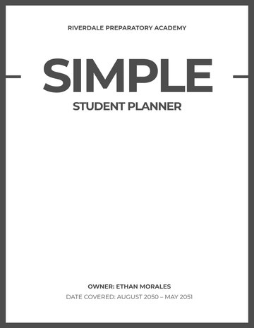 Free Simple Student Planner Cover Template to Edit Online