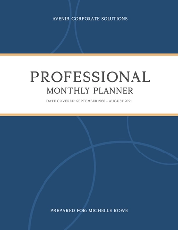 Free Professional Monthly Planner Cover Template to Edit Online