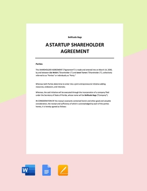 Startup Shareholder Agreement Template