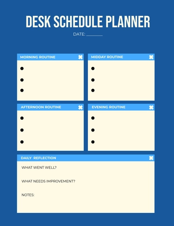 Free Desk Routine Planner Template to Edit Online