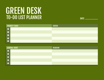 Free Green Desk To-Do List Planner Template to Edit Online