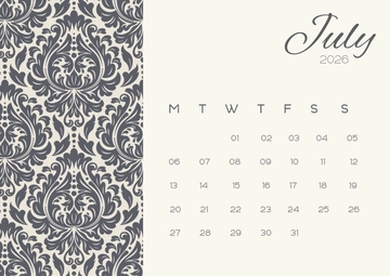 Free Elegant July 2026 Calendar Template to Edit Online