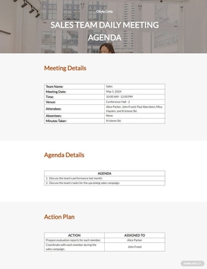 Daily Agenda Template