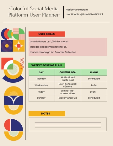 Free Colorful Social Media Platform User Planner Template to Edit Online Free Colorful Social Media Platform User Planner Template to Edit Online