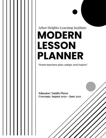 Free Modern Lesson Planner Cover Template to Edit Online