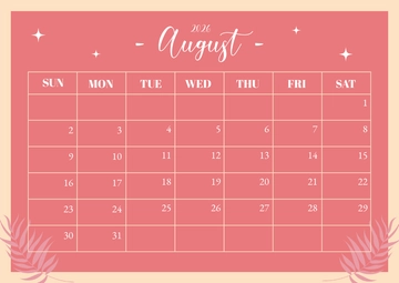 Free Aesthetic August 2026 Calendar Template to Edit Online