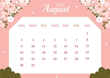 Free Floral August 2026 Calendar Template to Edit Online