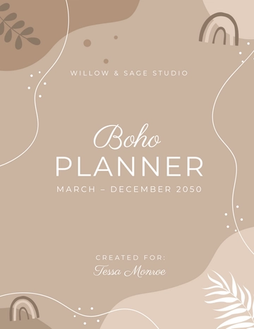 Free Boho Brown Planner Cover Template to Edit Online